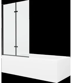 Mexen Vega obdĺžniková vaňa 160 x 70 cm s obkladom a 2-krídlovou zástenou 100 cm, Transparentné, Čierna - 550116070X9210027000