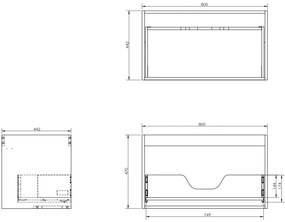 Mexen Box-A, závesná skrinka 80 cm, 1 zásuvka, biela lesklá, 91AX0-0800-470-1-00