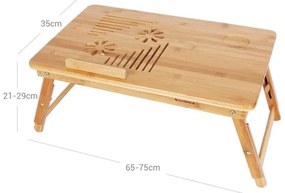 Polohovateľný stolík na počítač do postele LAT hnedý