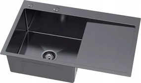 Erga HD, 1-komorový oceľový drez 780x490x210 mm, ľavý, grafitová, ERG-MLS-HD7849LB