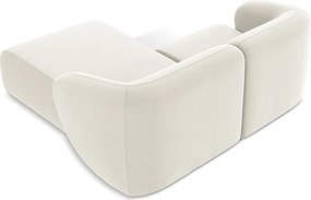 Béžová zamatová rohová pohovka (pravý roh/s leňoškou) Lani – Makamii