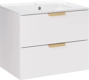 Závesná kúpeľňová skrinka Aster Lava so zápustným umývadlom 60 cm biela