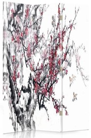 Ozdobný paraván Japonské třešňové květy - 110x170 cm, trojdielny, klasický paraván