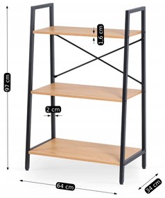 Regál Vior 64 cm dub zlatý/černý