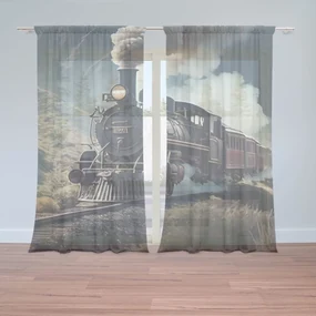 Sablio Záclony Parná lokomotíva v horách: 2ks 150x250cm