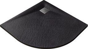 Besco Štvrťkruhová sprchová vanička z SMC kompozitu VEXO BLACK HR 90x90 BESCO-Rozmery: 90x90