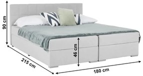 Tempo Kondela Boxspringová posteľ 180x200, svetlosivá, FERATA KOMFORT