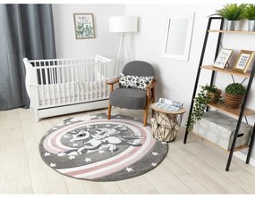 Dywany Łuszczów, Detský kusový koberec Petit Pony grey kruh, 160x160 (priemer) kruh, ružová, detská izba