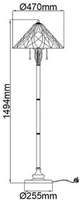 Elstead QZ-VICTORY-FL - Stojacia lampa Tiffany VICTORY 2xE27/60W/230V