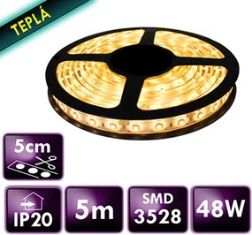 ECOLIGHT LED pásik - SMD 2835 - 5m - 600/5m - 9,6 W/m - IP20 - teplá biela