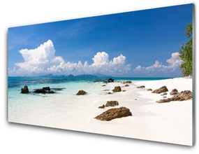 Skleneny obraz Pláž kamene krajina 120x60 cm