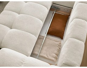 Biela ženilková rozkladacia/s úložným priestorom rohová pohovka (ľavý roh/do L) Everest – Bobochic Paris