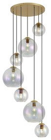 Závesná lampa Art Deco zlatá s dúhovým sklom 7-Lights - Sandra