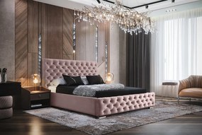 MANŽELSKÁ ČALÚNENÁ POSTEĽ BARON 200x200 S ROŠTOM CHESTERFIELD