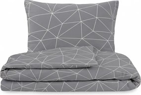 Kvalitex Bavlnené obliečky Nordic Grid sivá, 140 x 220 cm, 70 x 90 cm