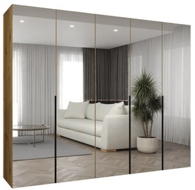 Šatníková skriňa 250 cm Alice 3 (dub artisan + čierna). Akcia -20%. Vlastná spoľahlivá doprava až k Vám domov. 1126234