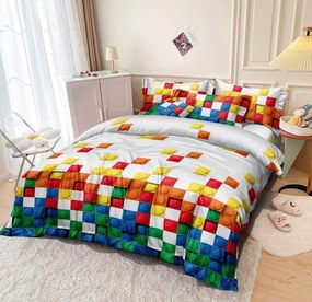 Dekorstudio Posteľné obliečky s farebnými kockami PEB-881 Rozmer posteľných obliečok: Šírka x Dĺžka: 140x200cm + 1ks 70x80 cm