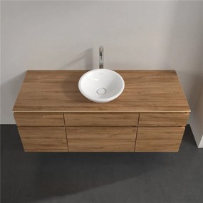 VILLEROY &amp; BOCH Legato závesná skrinka pod umývadlo na dosku (umývadlo v strede), 5 zásuviek, 1400 x 500 x 550 mm, Oak Kansas, B58600RH