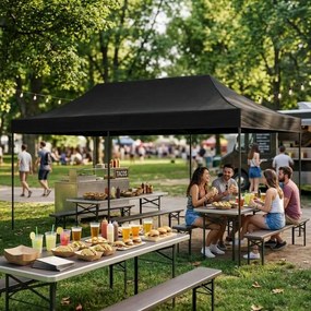 Samorozkladací párty stan so stenami v rôznych farbách 3 x 6 m čierna