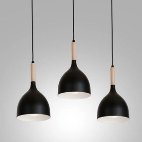 Luster na lanku NOAK WOOD 3xE27/15W/230V čierna/buk