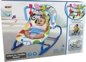 LEAN Toys Hojdacie kreslo 2v1 Modrá Zebra Zvuky Vibrácie