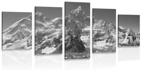 5-dielny obraz nádherný vrchol hory v čiernobielom prevedení Varianta: 100x50
