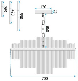 Toolight Toolight, krištáľové závesné svietidlo 8xE14 APP1654-8CP, zlatá lesklá, OSW-01597