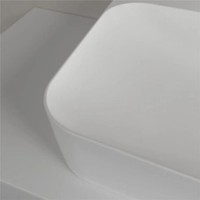 VILLEROY &amp; BOCH Finion závesné umývadlo s dvomi otvormi (spodná strana brúsená), bez prepadu, 1000 x 500 mm, Stone White, s povrchom CeramicPlus, 41681LRW