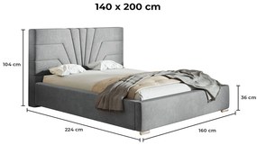 PROXIMA.store - Dizajnová čalúnená posteľ LEA ROZMER: 160 x 200 cm, FARBA NÔH: chrómová