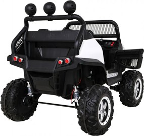 Ramiz Mercedes Benz Unimog pre deti biely + pohon 4x4 + diaľkové ovládanie + nosič batožiny + pomalý štart + MP3 LED
