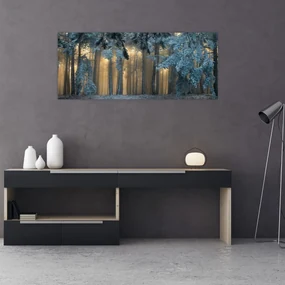 Obraz zasneženého lesa (120x50 cm)