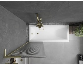 Mexen Next L, 1-krídlová vaňová zástena 60 x 150 cm, 6mm sklo s rebrovým vzorom, zlatý matný profil, 895-060-000-03-09-55