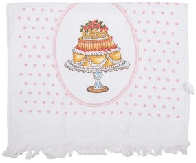 Biely kuchynský froté uterák s tortkou - 40*66 cm