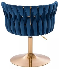 LuxuryForm DESIGN Stolička LYON VELUR na zlatom tanieri - modrá