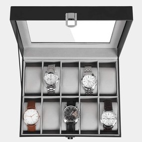Box na hodinky Watch1, 25,5x7,8x20,2 cm, čierna/sivá