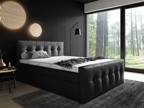 Kontinentálna posteľ Larnaka, Rozmer postele: 180x200, Dostupné poťahy: ekokoža Soft 011 (čierna)