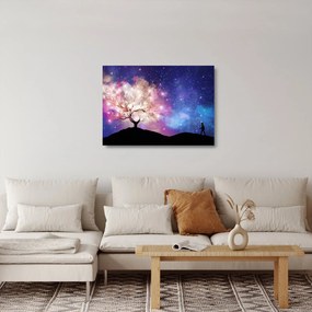 Sklenený obraz - Vesmírny strom (70x50 cm)