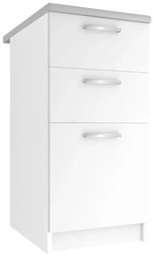 Kuchynská skrinka Belini spodná so zásuvkami 40 cm biely mat s pracovnou doskou  TOR SDSZ40/0/WT/WT/0/E
