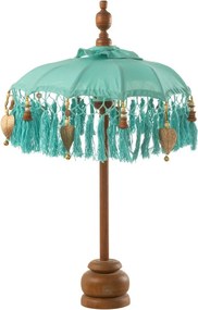 Modrý slnečník na stôl so strapcami a drevenou tyčou Dayu Wood - ∅ 14*85 cm