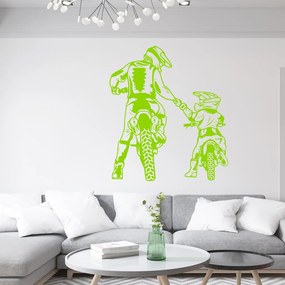 Veselá Stena Samolepka na stenu na stenu Motokros otec a syn Farba: zelená, Veľkosť: 80 x 70 cm