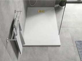 Mexen Hugo, obdĺžniková sprchová vanička SMC 160 x 80 cm, biela, zlatá krytka, 42108016-G