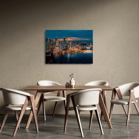 Sklenený obraz nočného mesta (70x50 cm)