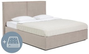 Čalúnená dvojlôžková posteľ taupe s úložným priestorom s matracom/s roštom 180x200 cm Thessa Bold – Bonami Selection