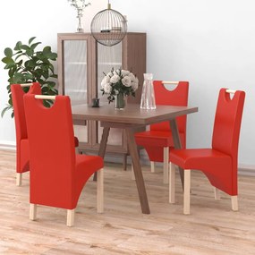 Jedálenské stoličky 4 ks červené umelá koža