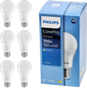 SADA 6x LED žiarovka E27 PHILIPS 13W = 100W 1521lm Farba 2700k Premium A60