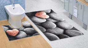 Kúpeľňová sada predložiek 3D tmavé kamene 60x100+60x50cm