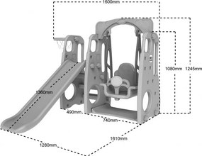Ramiz Záhradná šmýkačka 3v1 Swing Basketbal pre deti Modrá