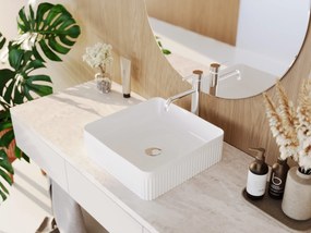 Gamma Frezja, štvorcové umývadlo na dosku 405x405x130 mm, biela lesklá, GMA-UC-FREZJAK