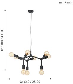 Eglo 98346 - Luster na lanku BOCADELLA 9xE27/60W/230V