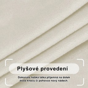 Strečový elastický plyšový poťah na trojmiestnu rohovú pohovku BestBerg / pravá / krémová